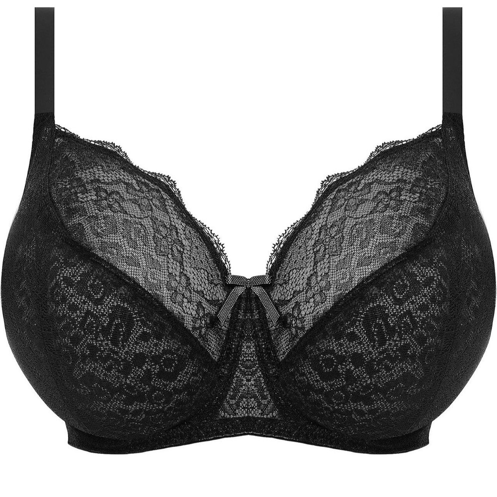 Freya Fancies Underwire Balcony K Cup Bra Underwear Black Lace Ribbon Size 30 J - Picture 2 of 4